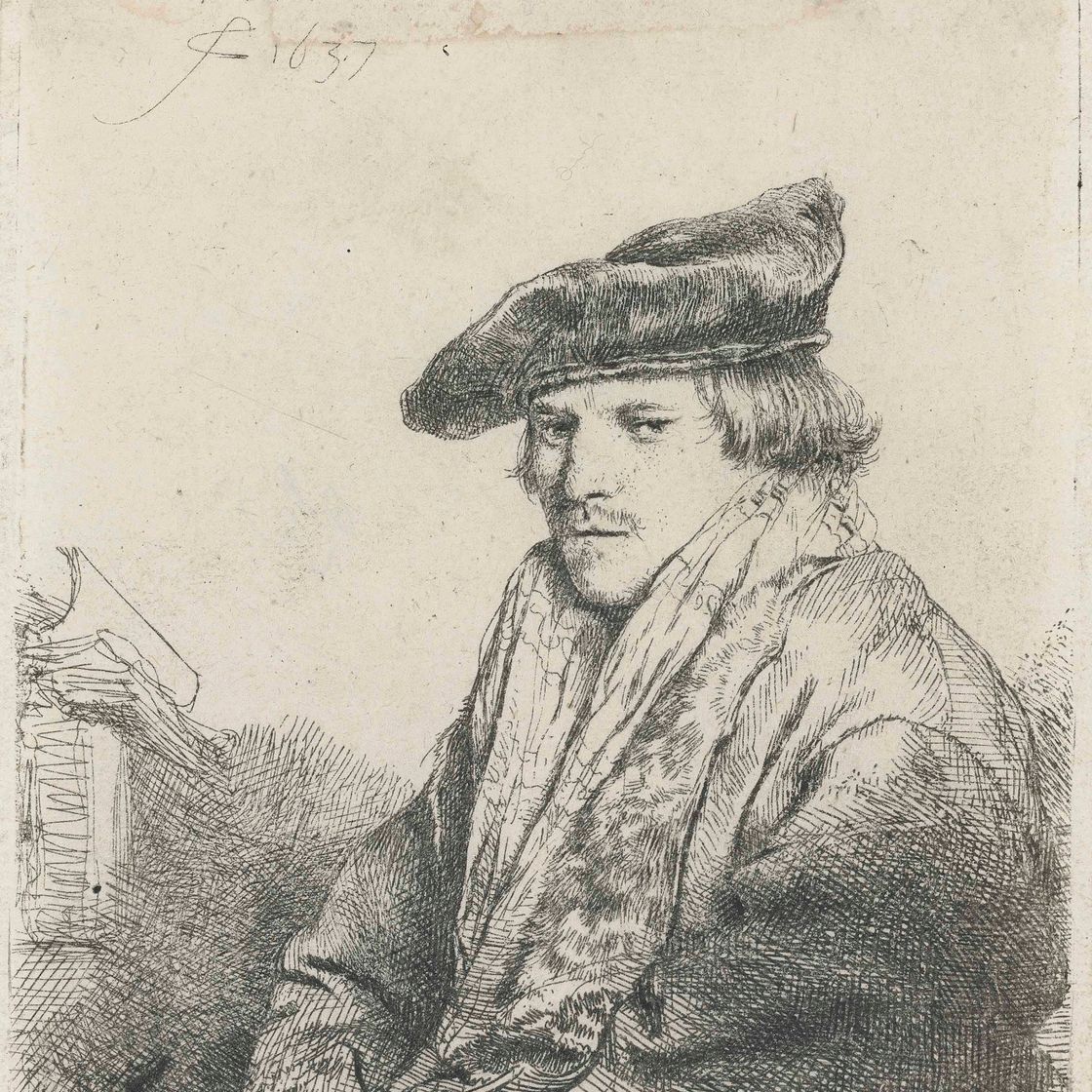 Rembrandt van Rijn — Молодой человек в бархатной шапочке (Петрус Сильвиус?)