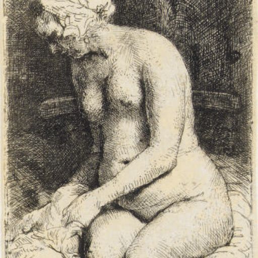 Rembrandt van Rijn — Женщина, купающая ноги в ручье (В., Зал. 200; Н. 298)
