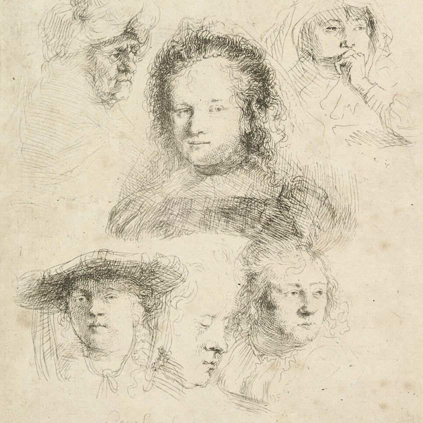 Rembrandt van Rijn — Исследования головы Саскии и других (Б., стр. 365; Н. 145)