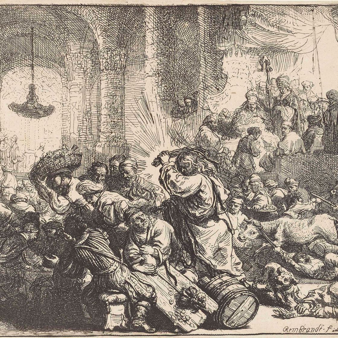 Rembrandt van Rijn — Христос изгоняет менял из храма (Барч, Холстейн, 69; Хинд, 126; Нью-Холстейн, 139)