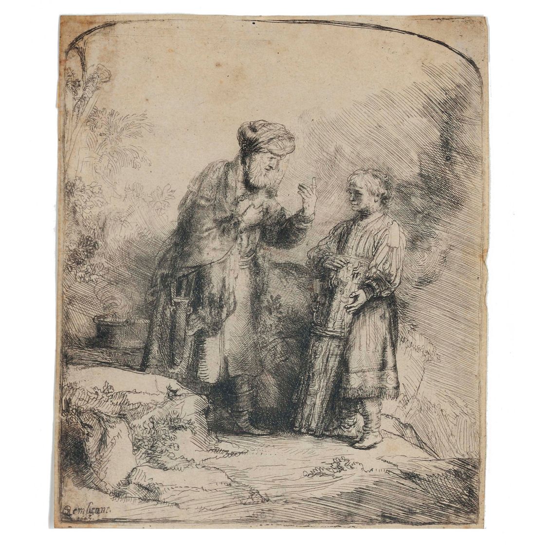 Rembrandt van Rijn — Авраам и Исаак (Барч, Холстейн, 34 года; Хинд, 214 лет)