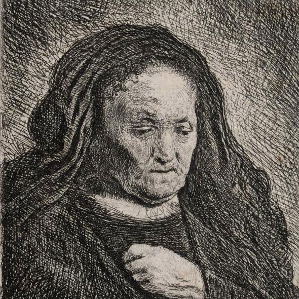 Rembrandt van Rijn — Мать художника с рукой на груди: Маленький бюст (Bartsch, Hollstein 349; Hind 51)