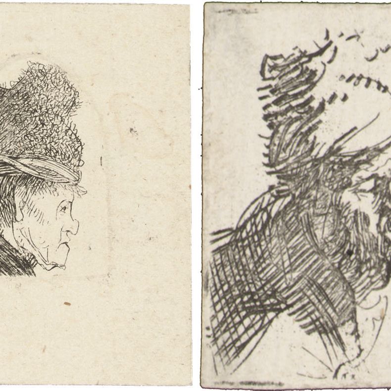 Rembrandt van Rijn — Голова мужчины в меховой шапке, кричащего (Б., Зал. 327; Ч. 37)