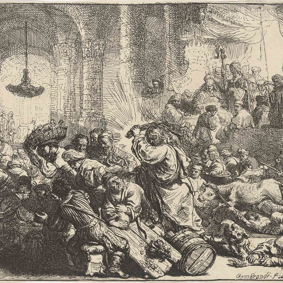 Rembrandt van Rijn — Христос изгоняет менял из храма (Б., гл. 69; ч. 126)