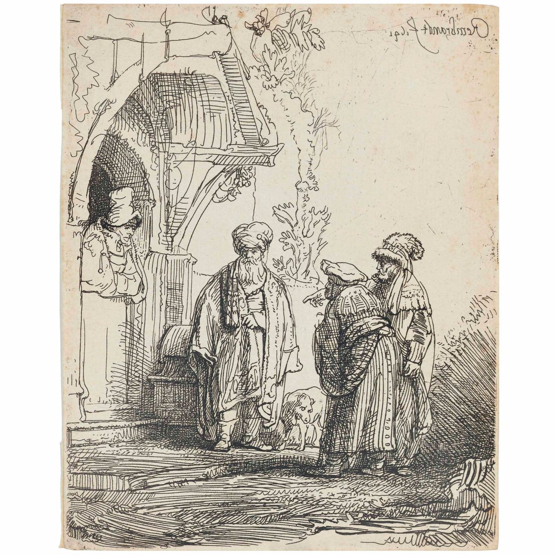 Rembrandt van Rijn — Три восточные фигуры (Иаков и Лаван?) (Барч, Холстейн, 118; Хинд, 183; Нью-Холстейн, 190)