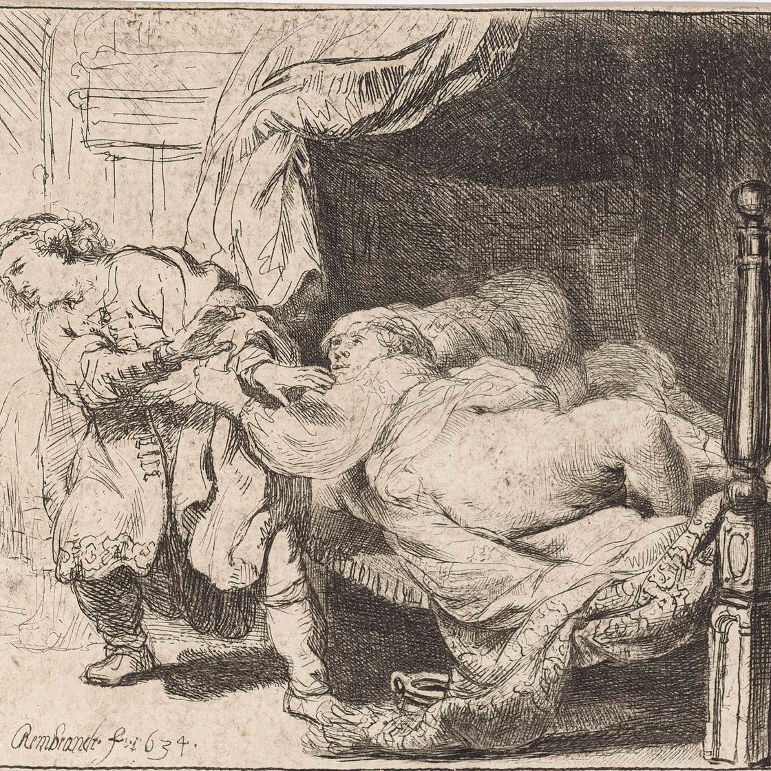Rembrandt van Rijn — Иосиф и жена Потифара (Барч, Холстейн, 39 лет; Хинд, 118 лет; Нью-Холстейн, 128 лет)