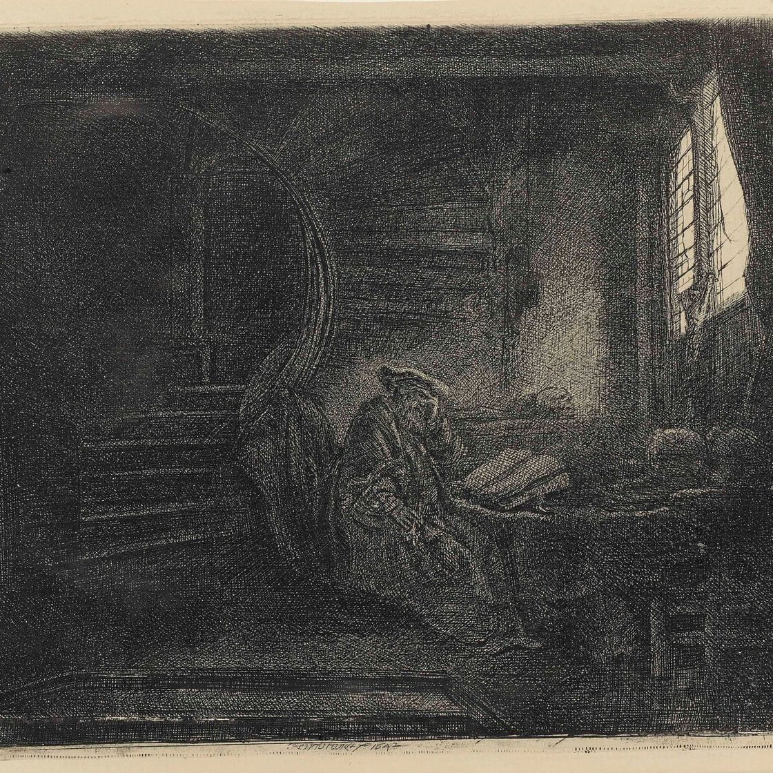 Rembrandt van Rijn — Святой Иероним в темной комнате (Барч, Холстейн, 105; Хинд, 267; Нью-Холстейн, 212)