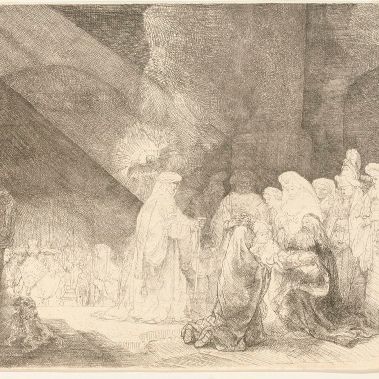 Rembrandt van Rijn — Сношение в храме: Продолговатая тарелка (Bartsch, Hollstein 49; Hind 162)
