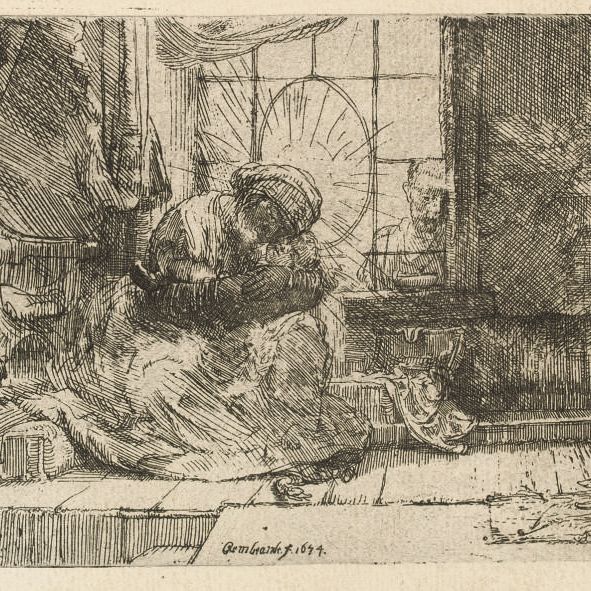 Rembrandt van Rijn — Петр и Иоанн исцеляют калеку у ворот Храма (В., Зал. 94; Н. 301)