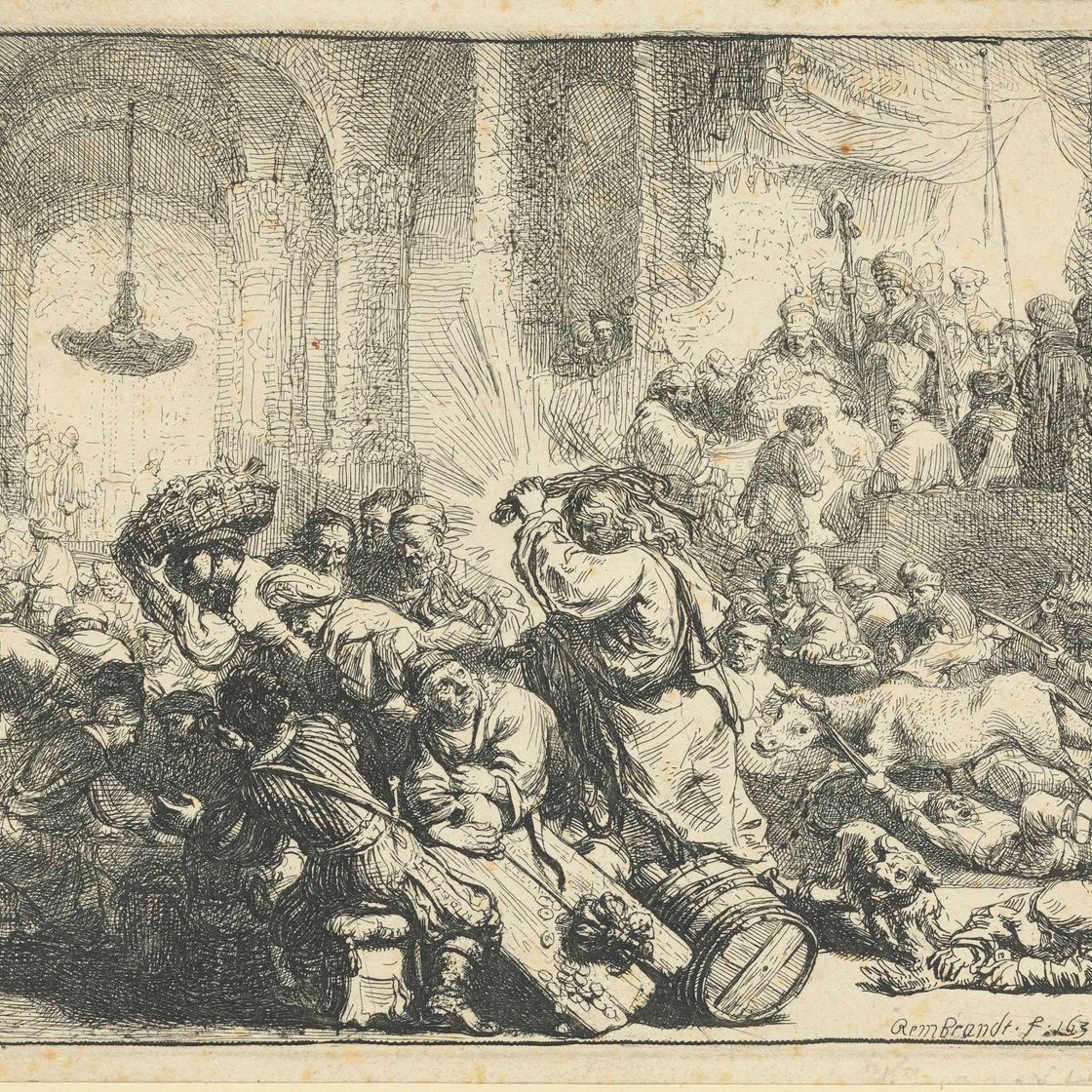 Rembrandt van Rijn — Христос изгоняет менял из храма