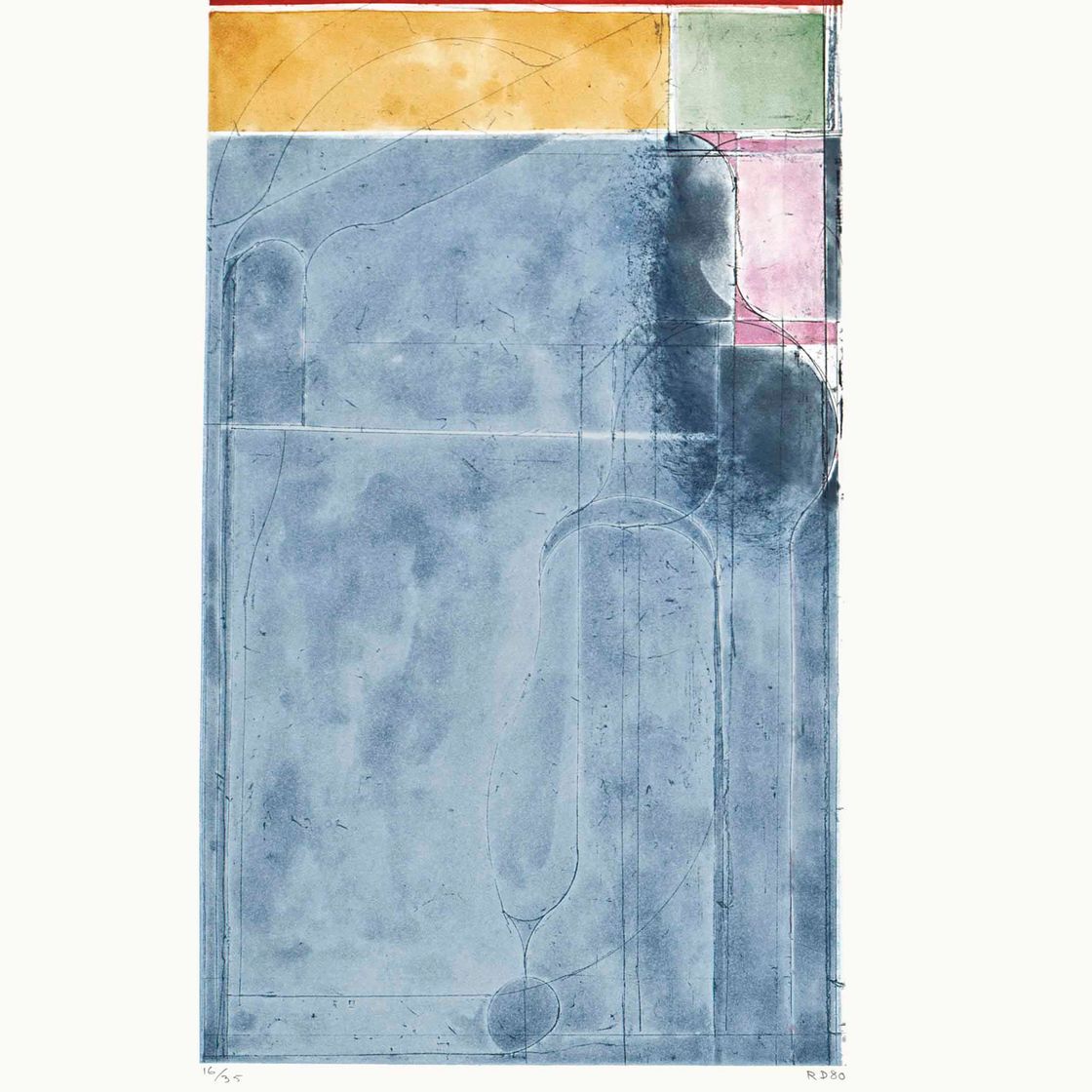 Richard Diebenkorn — Крупная светло-голубая гравюра, выполненная в восьми цветах