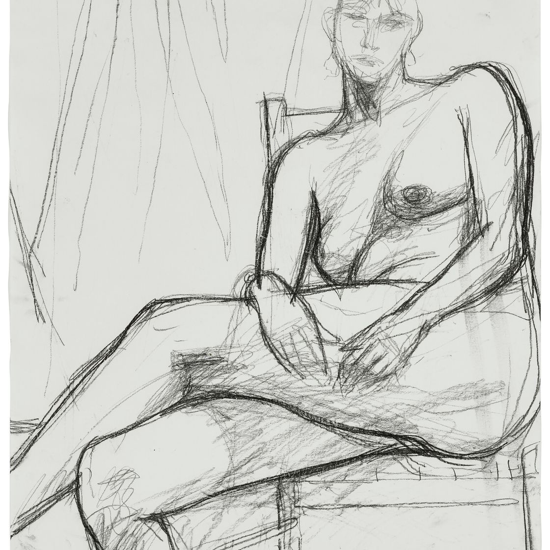 Richard Diebenkorn — Без названия (Сидит обнаженная, скрестив ноги), изображение 1