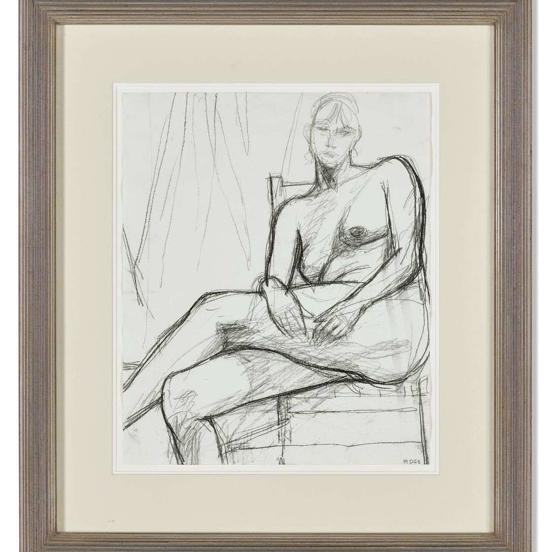 Richard Diebenkorn — Без названия (Сидит обнаженная, скрестив ноги), изображение 2
