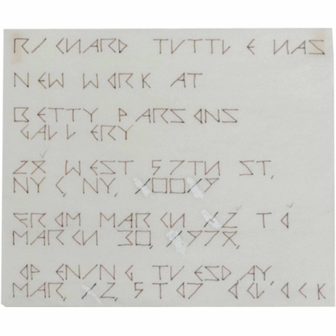 Richard Tuttle — Приглашение Бетти Парсонс