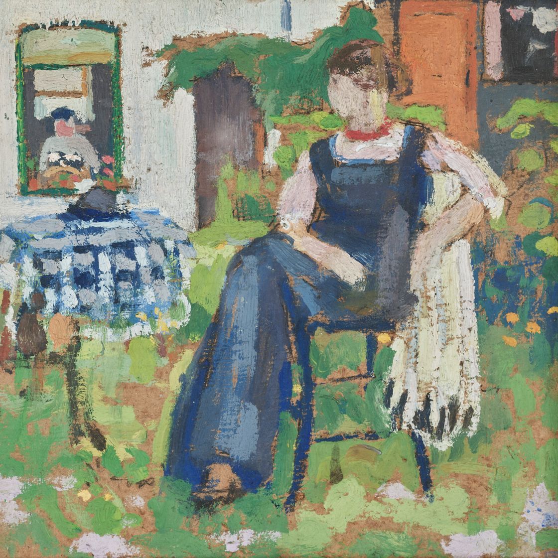 Rik Wouters — Этюд голубой женщины в саду, изображение 1