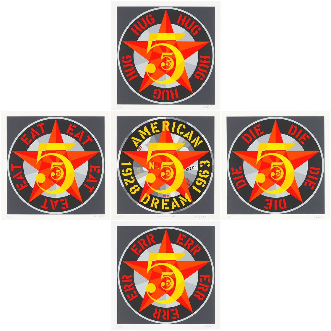 Robert Indiana — Американская мечта № 5 (Золотая пятерка)