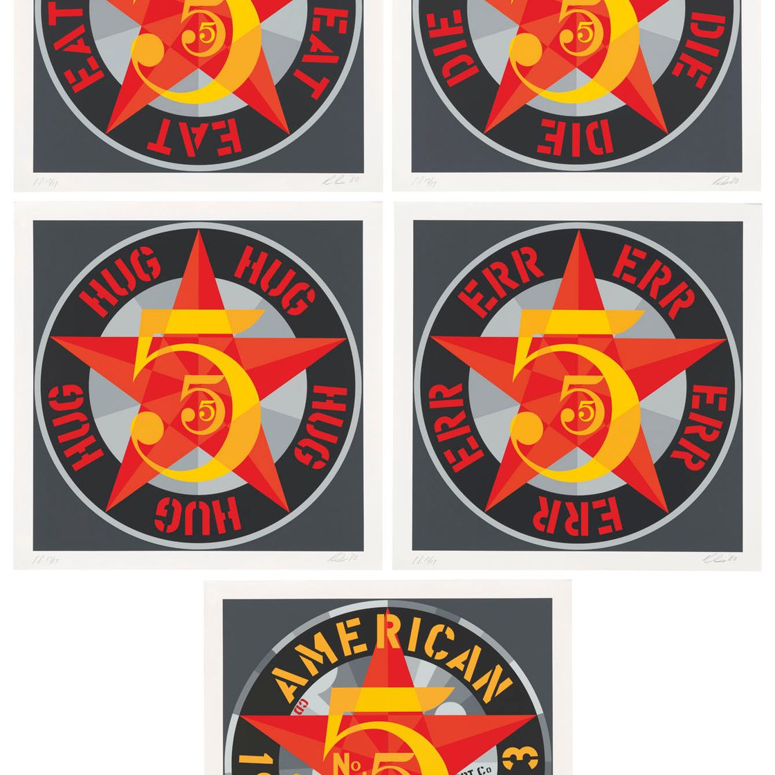 Robert Indiana — Американская мечта № 5 (Золотая пятерка)