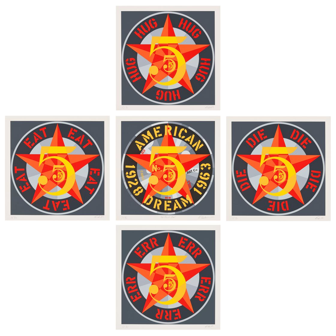 Robert Indiana — Американская мечта № 5 (Золотая пятерка)