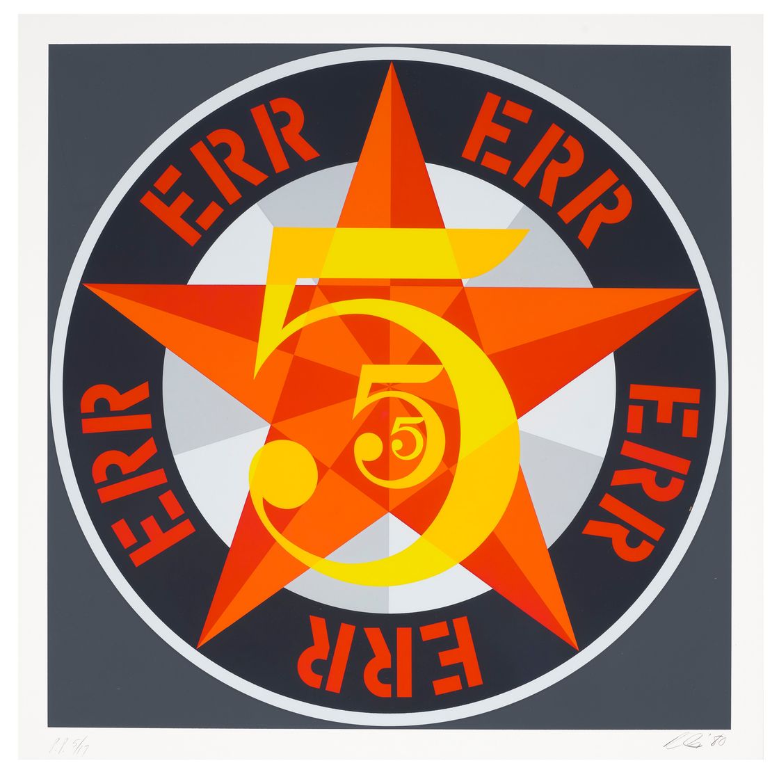 Robert Indiana — Американская мечта №5 (Золотая пятерка), изображение 2
