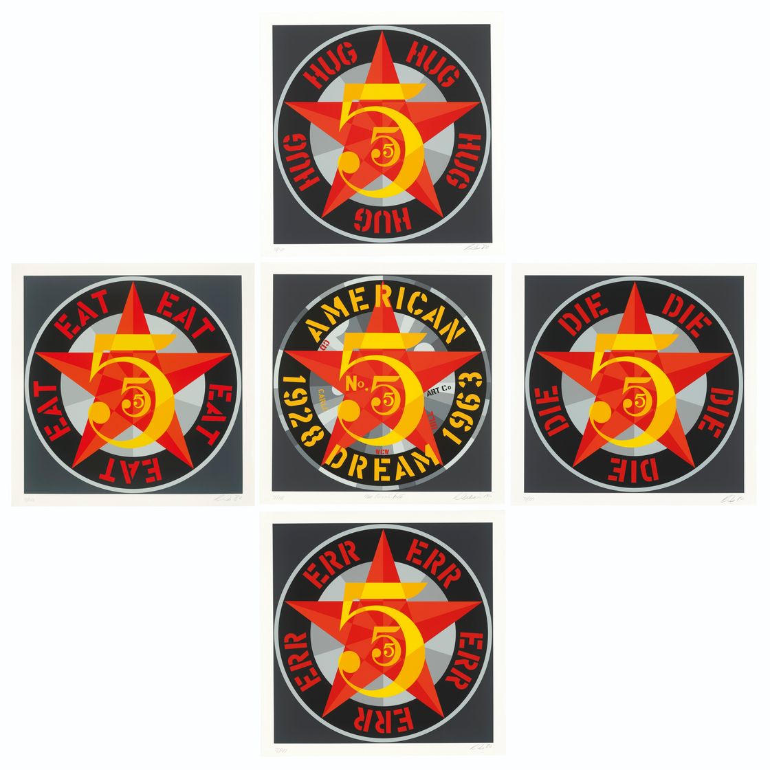 Robert Indiana — Американская мечта № 5 (Золотая пятерка), изображение 1