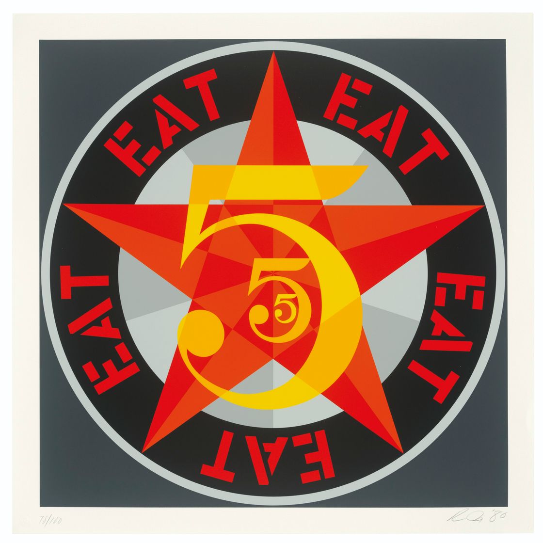Robert Indiana — Американская мечта № 5 (Золотая пятерка), изображение 3