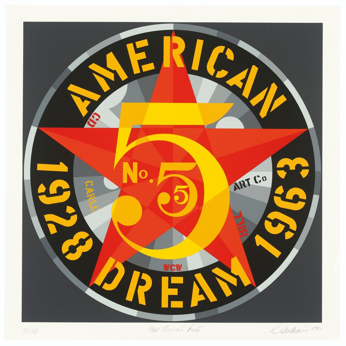 Robert Indiana — Американская мечта № 5 (Золотая пятерка), изображение 4