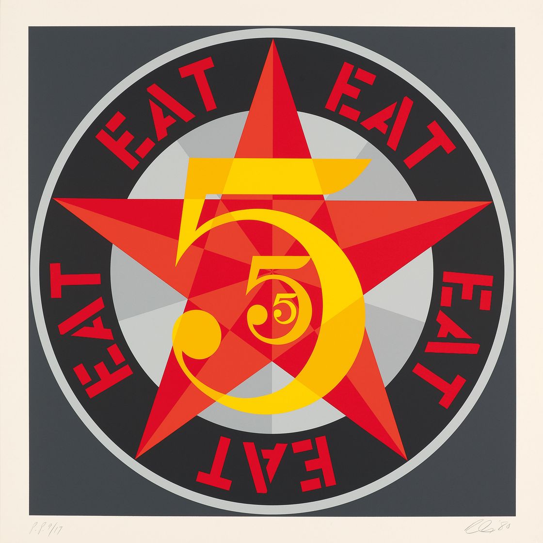 Robert Indiana — Американская мечта № 5 (Золотая пятерка), изображение 2