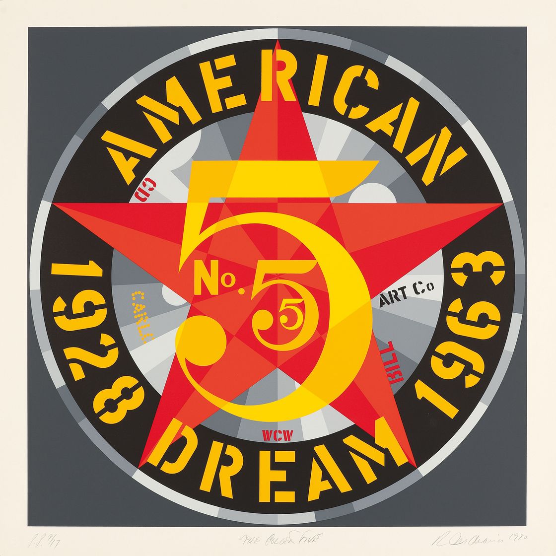 Robert Indiana — Американская мечта № 5 (Золотая пятерка), изображение 4