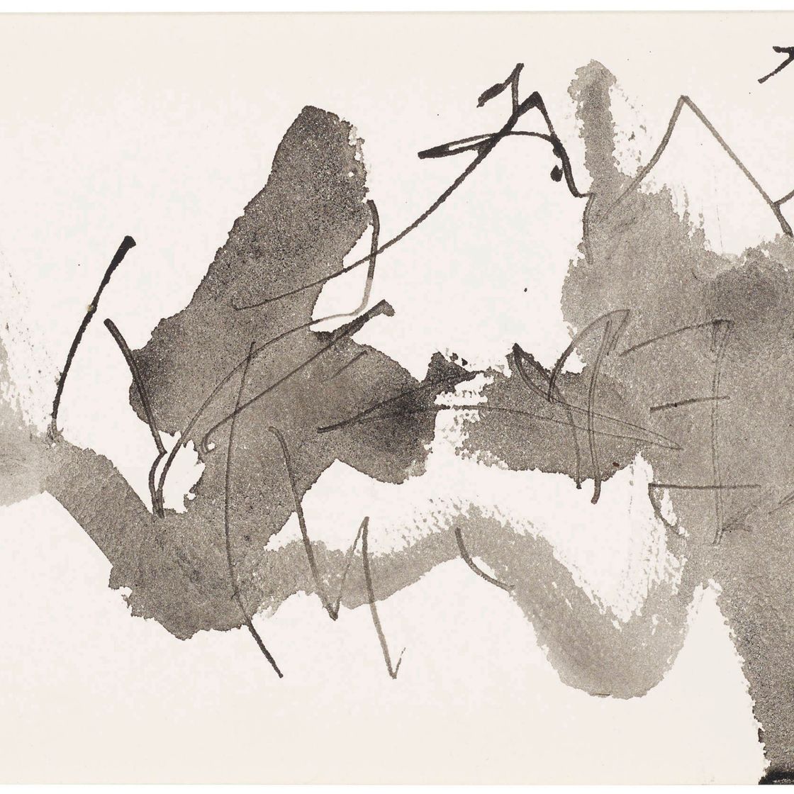Robert Motherwell — Без названия (Линейный и размытый рисунок)