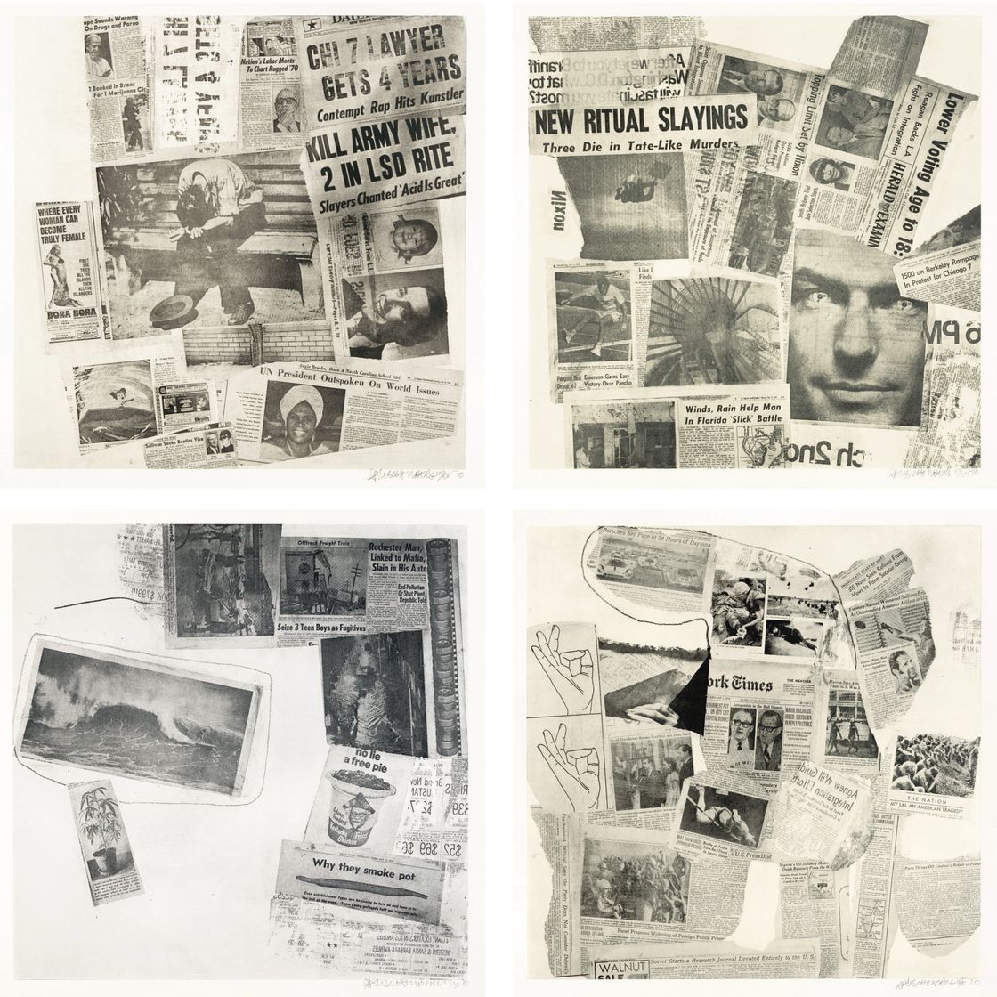 Robert Rauschenberg — Характеристики по токам : 21 пластина (F. 126-29, 131, 133-38, 140-41, 143-48, и 150-51)