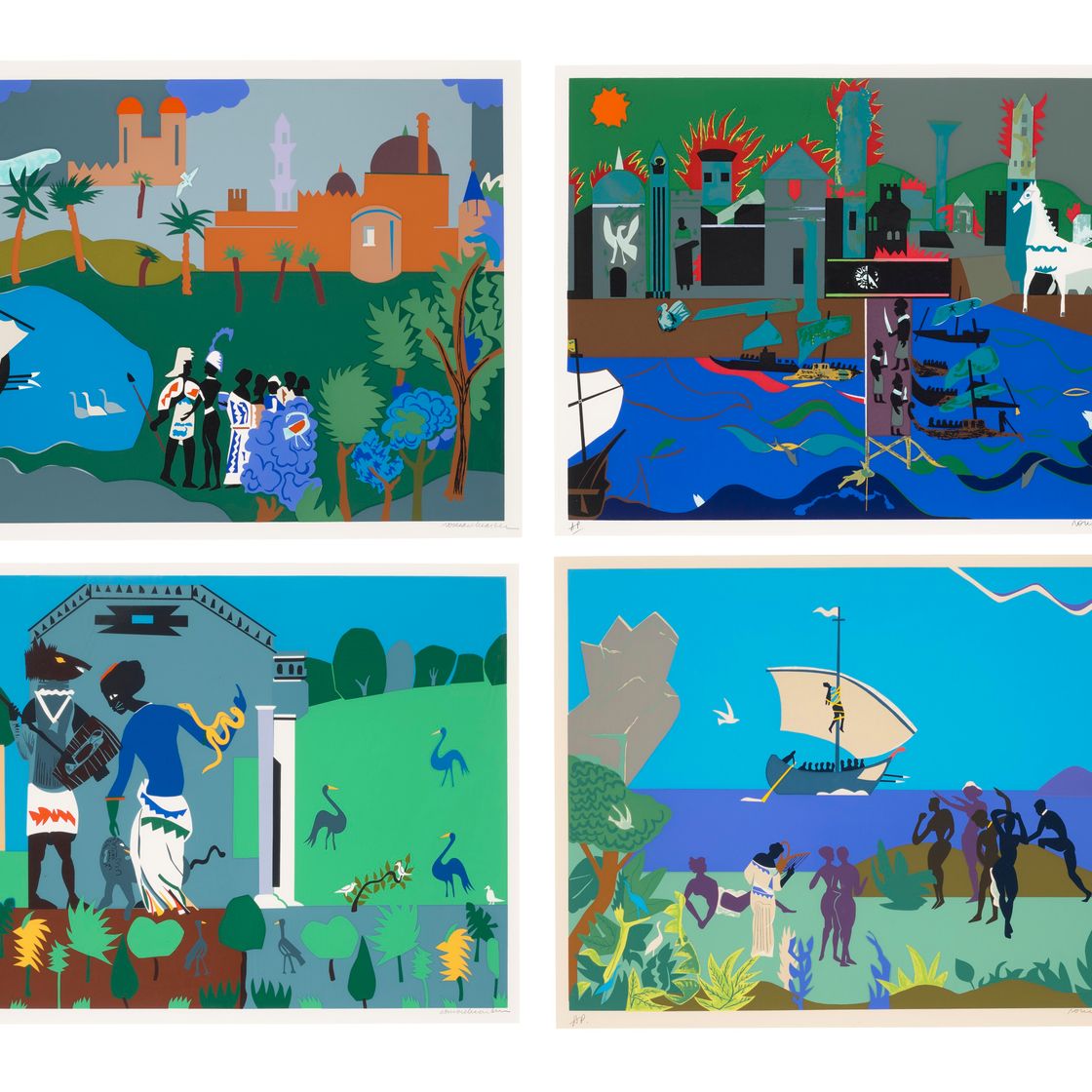 Romare Bearden — Сюита "Одиссей" : четыре тарелки