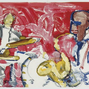 Romare Bearden — Внешний хор (ритм-секция) из серии "Джаз" (Гелбурд и Розенберг, иллюстрация 22)