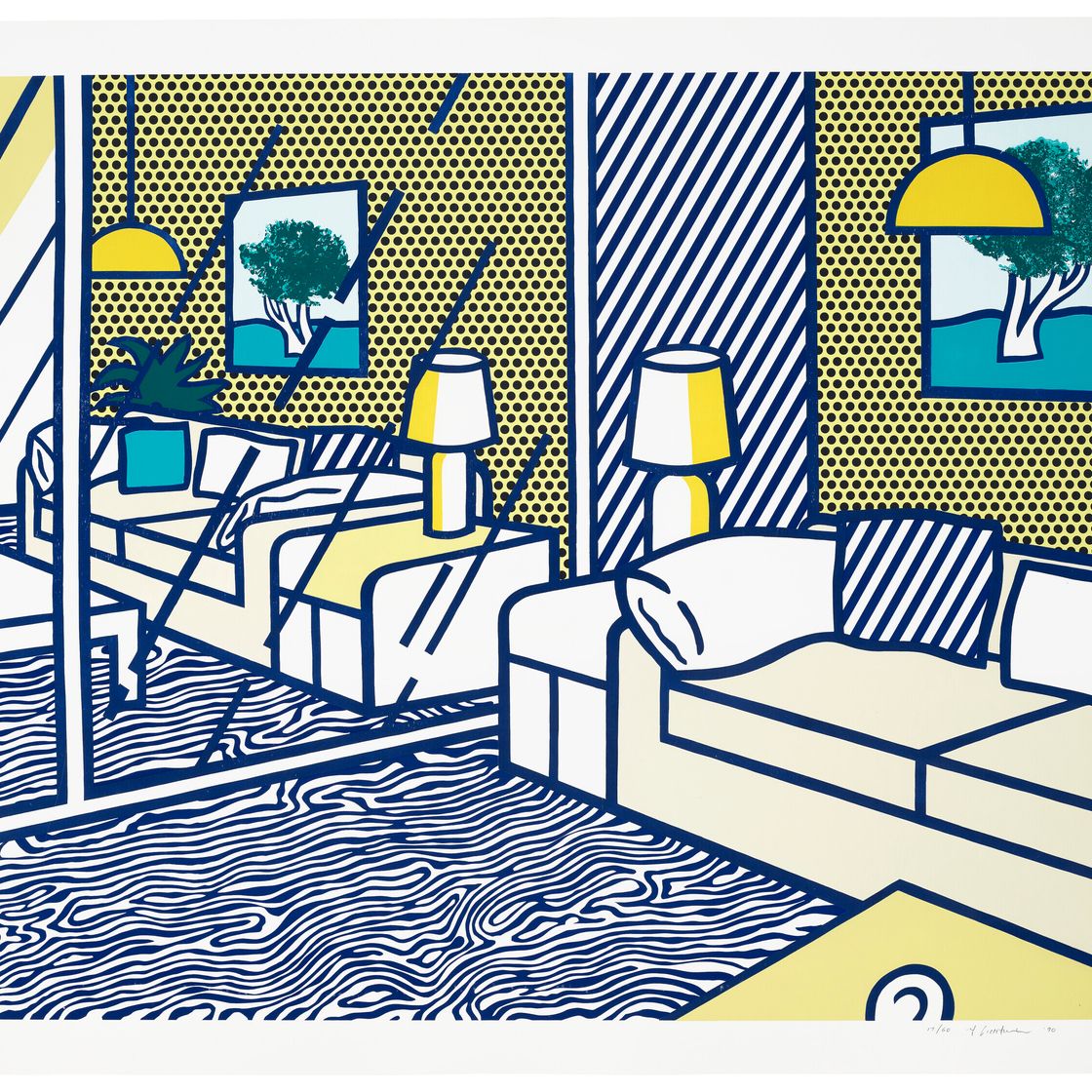 Roy Lichtenstein — Голубой пол из серии "Интерьер", изображение 1