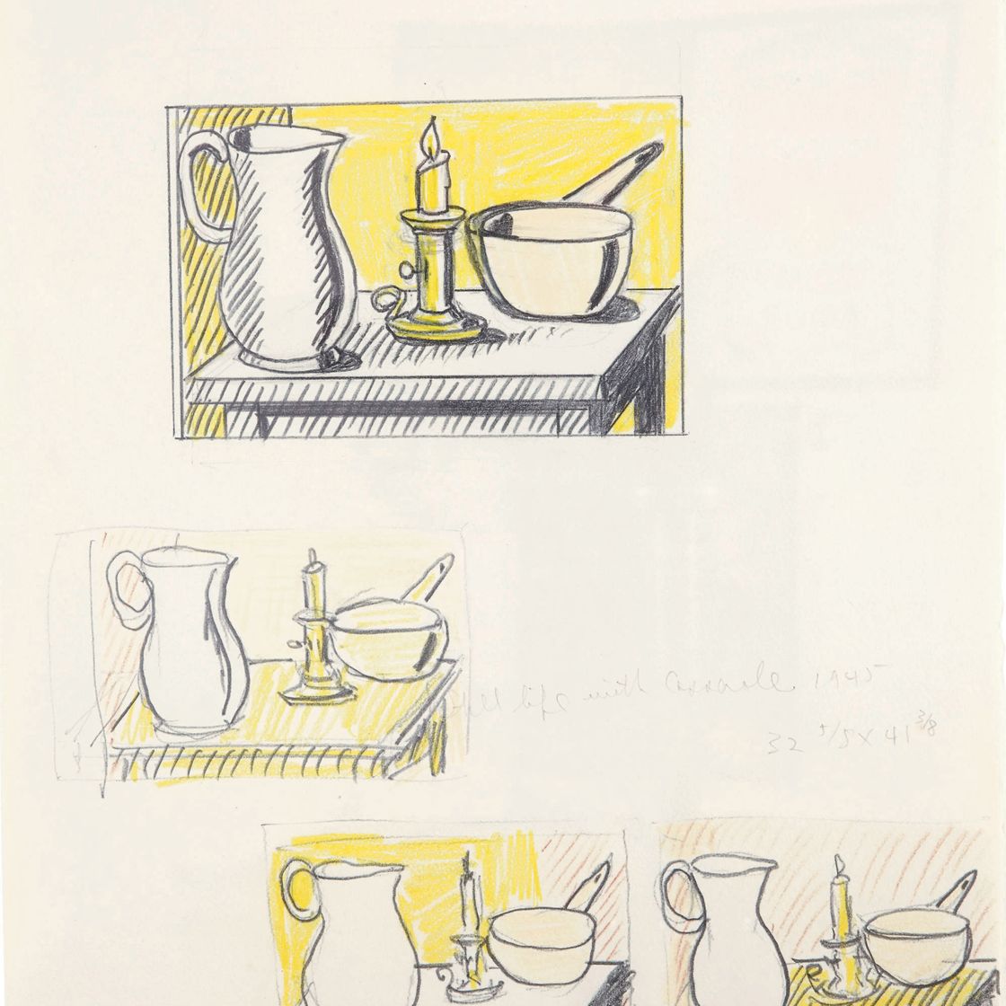 Roy Lichtenstein — Натюрморт с запеканкой (Эскизы к натюрморту со свечой)