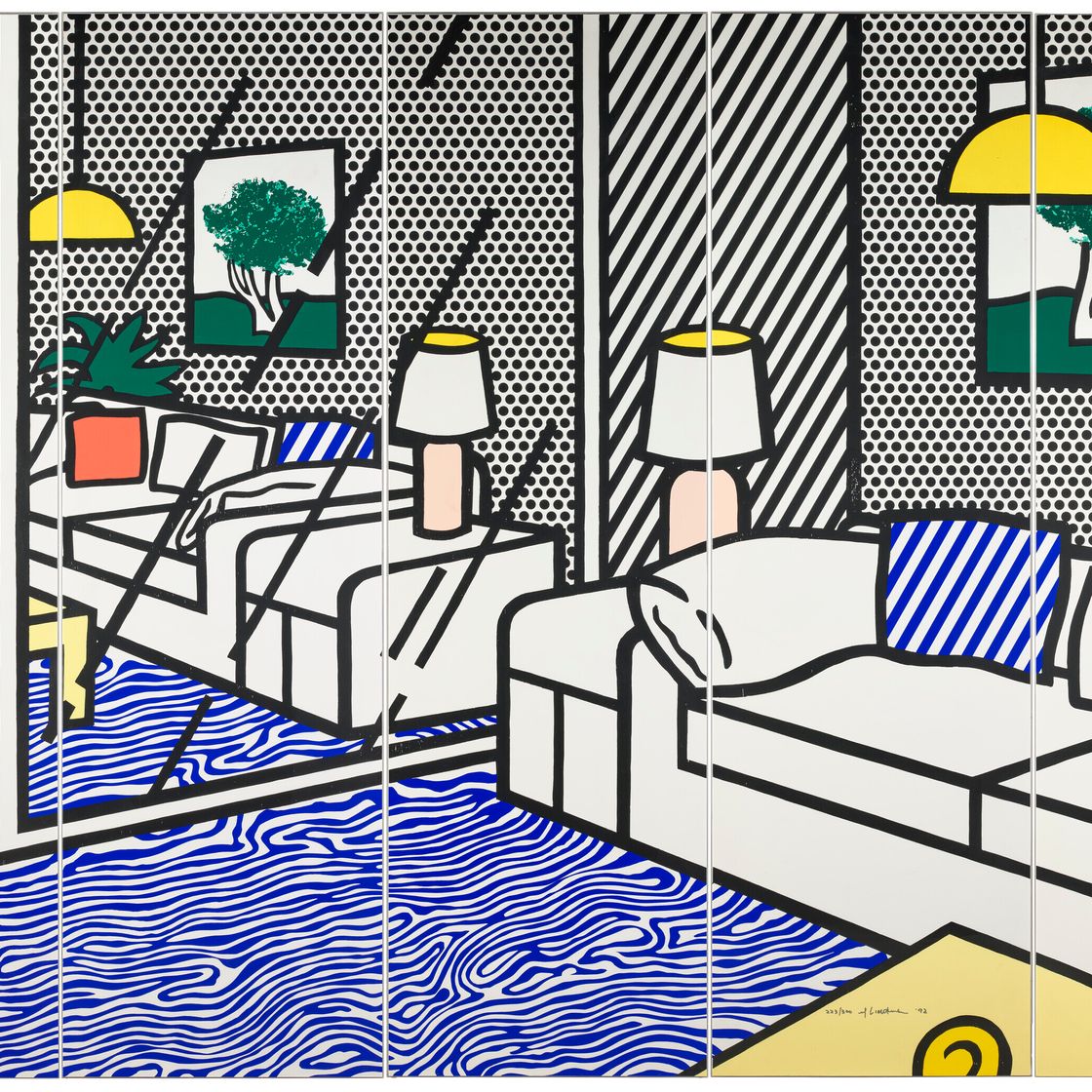 Roy Lichtenstein — Обои с голубым напольным покрытием в интерьере
