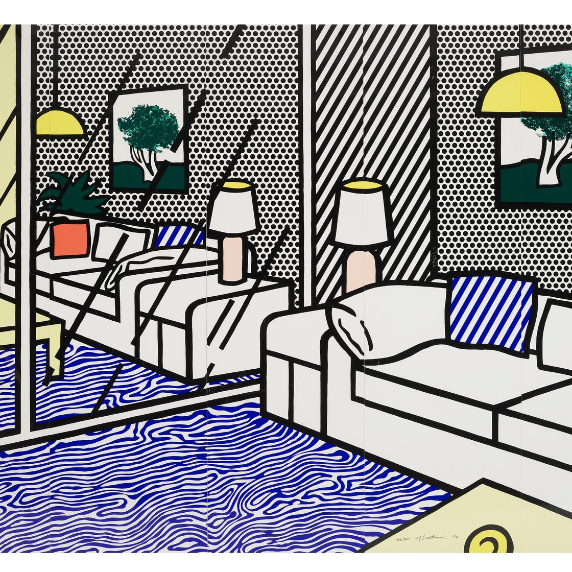 Roy Lichtenstein — Обои с голубым напольным покрытием в интерьере, изображение 1