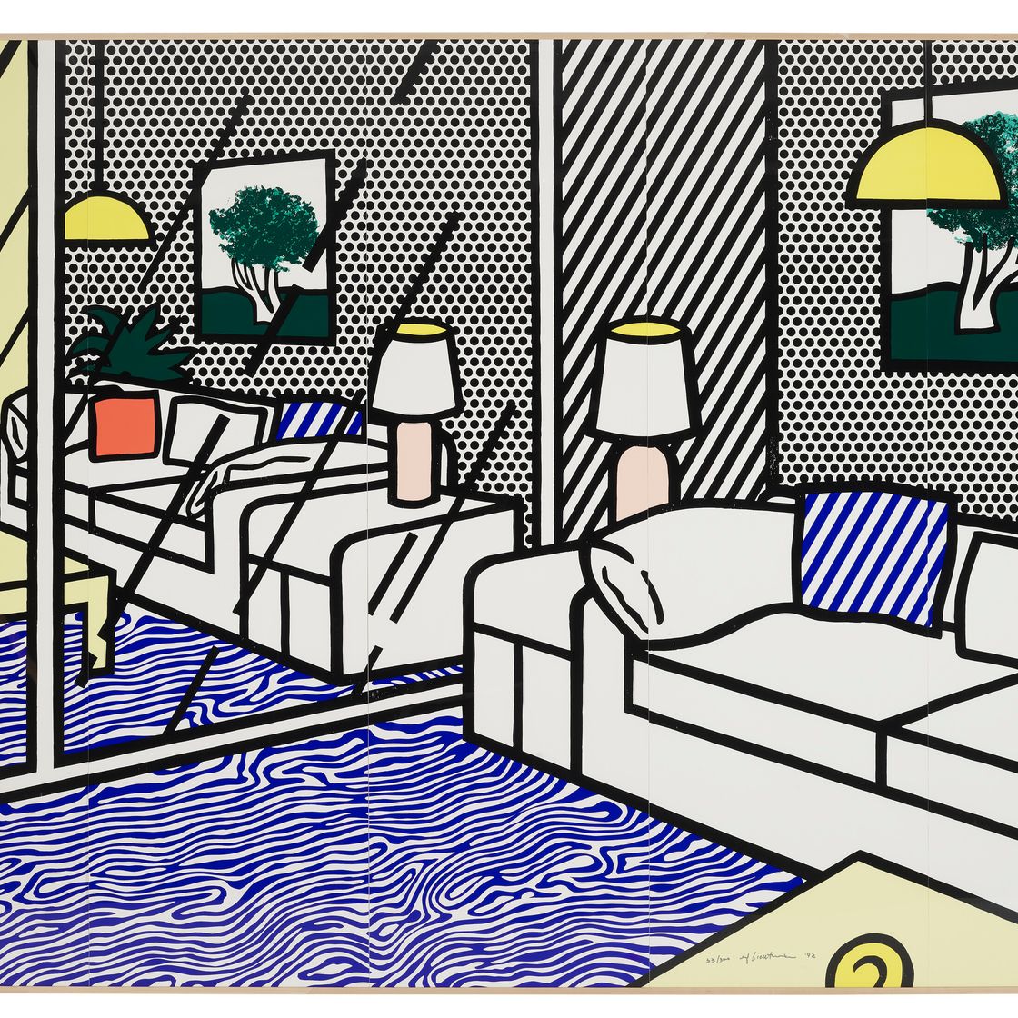 Roy Lichtenstein — Обои с голубым напольным покрытием в интерьере, изображение 2