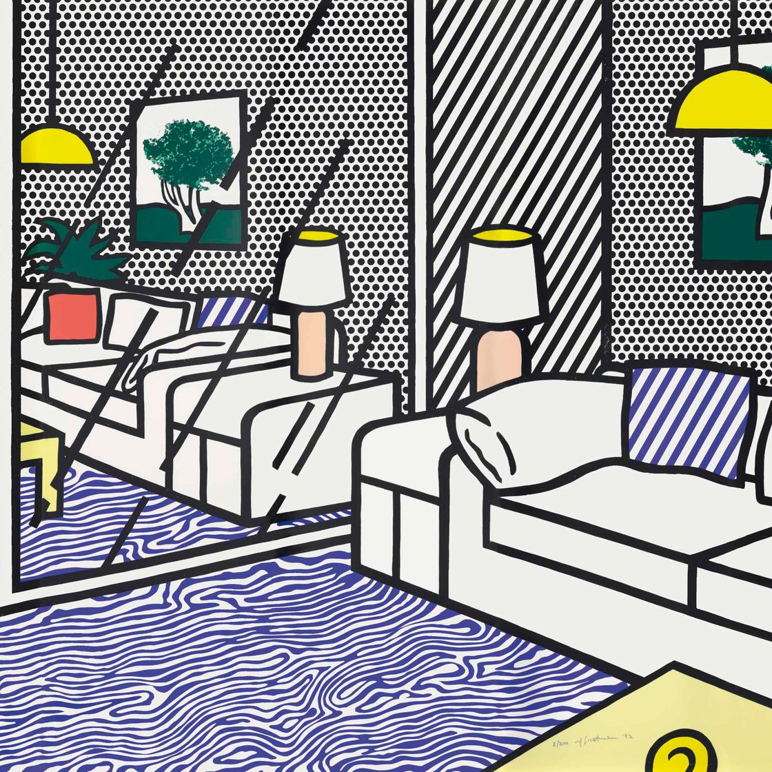 Roy Lichtenstein — Обои с голубым напольным покрытием в интерьере (C. 260)