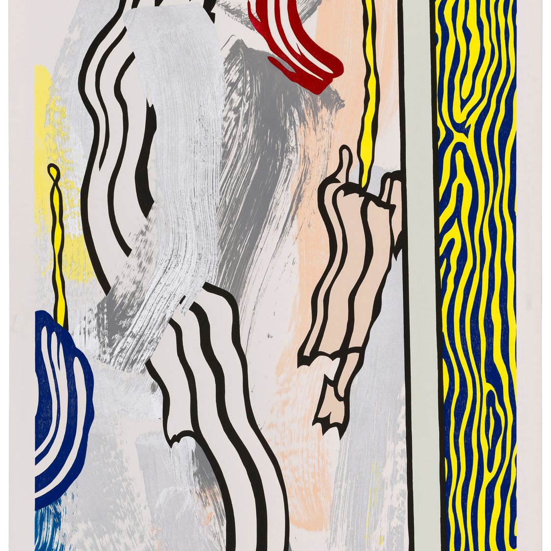 Roy Lichtenstein — Картина на синей и желтой стене