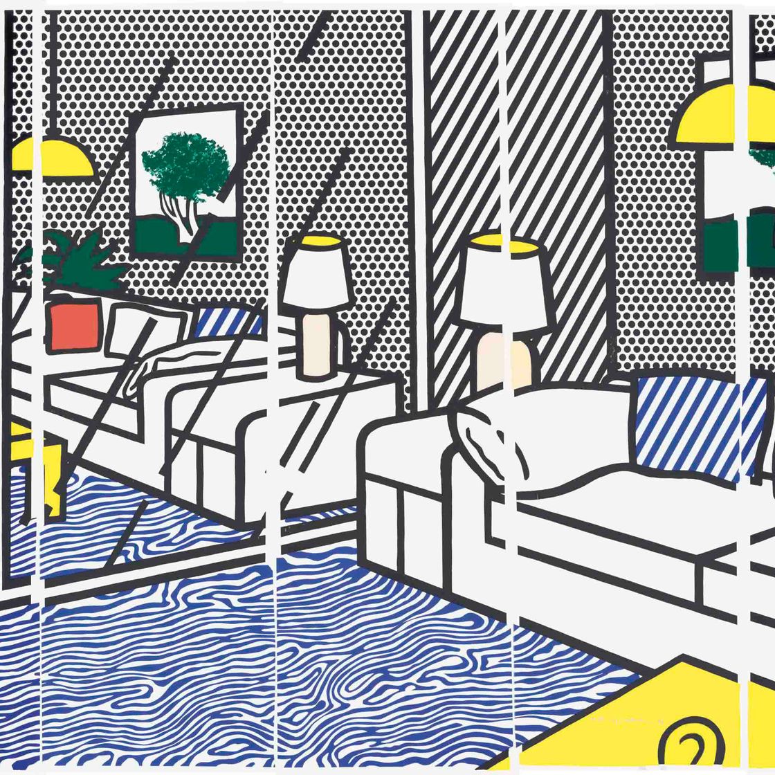 Roy Lichtenstein — Обои с голубым напольным покрытием в интерьере (C. 260)