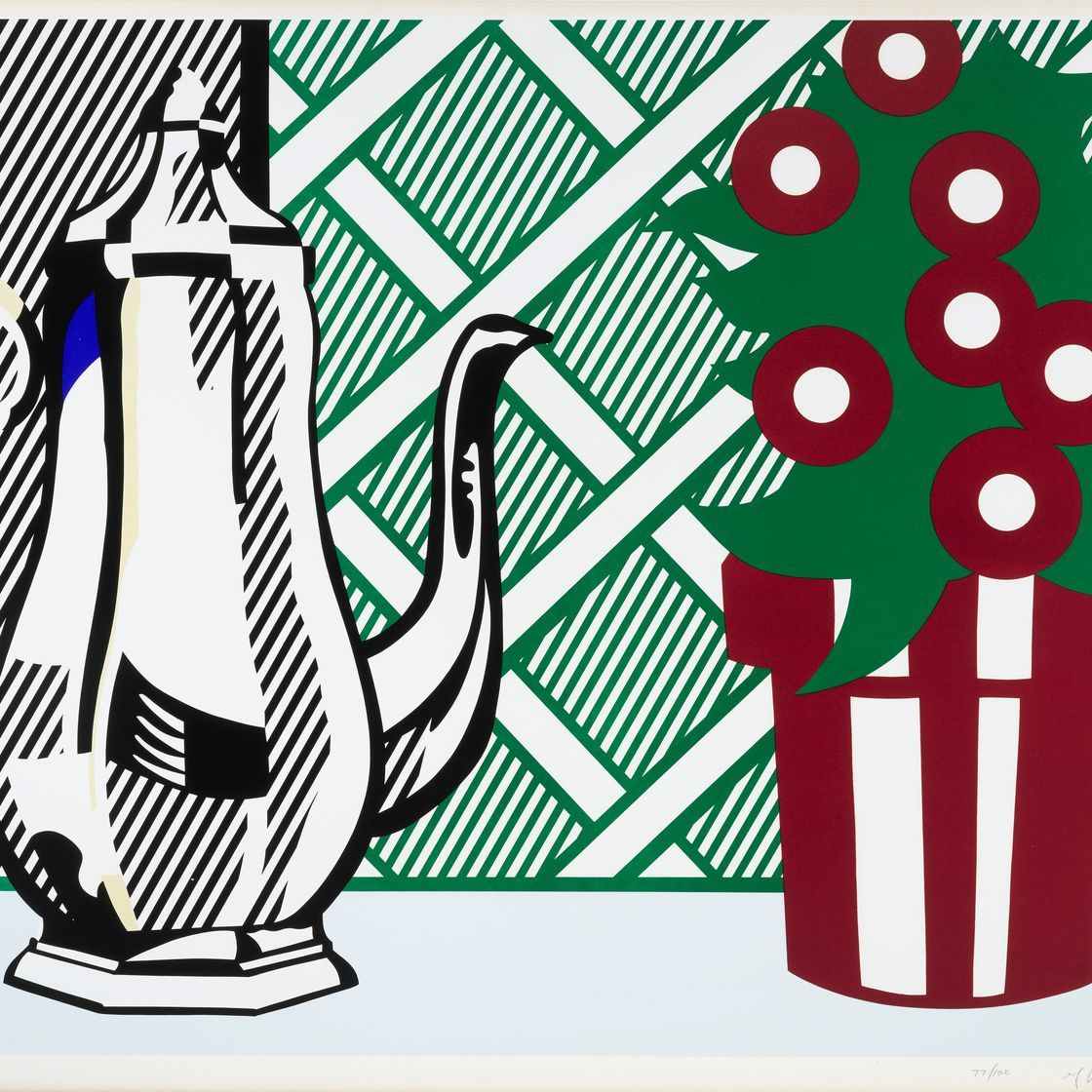Roy Lichtenstein — Натюрморт с кувшином и цветами, из серии "Шесть натюрмортов", изображение 1