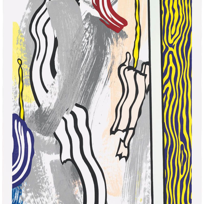 Roy Lichtenstein — Картина на голубой и желтой стене из серии "Картины" (C. 208)