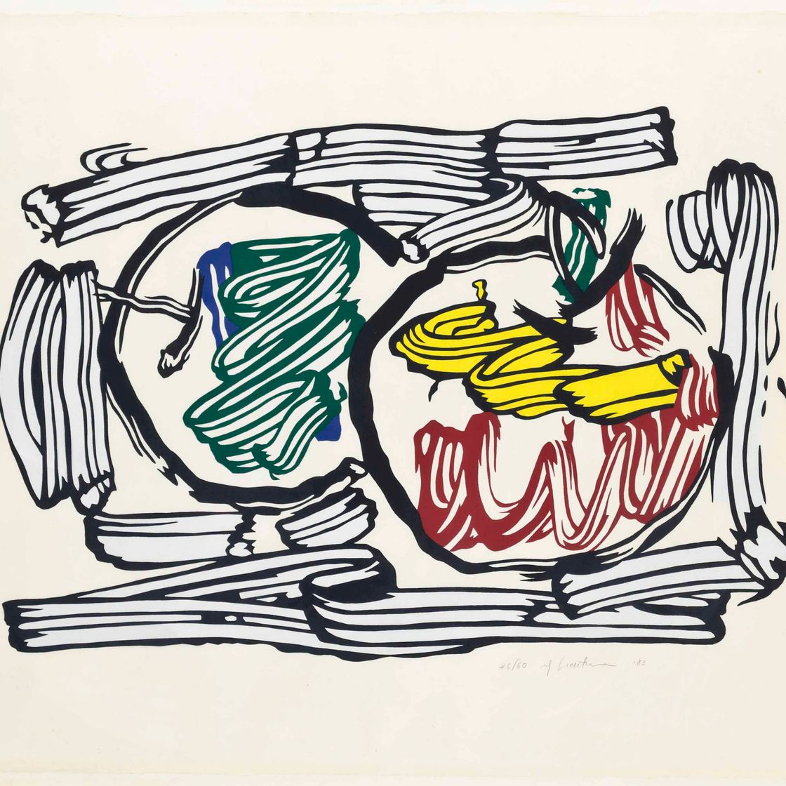 Roy Lichtenstein — Два яблока, из серии гравюр на дереве "Семь яблок" (Corlett 198)