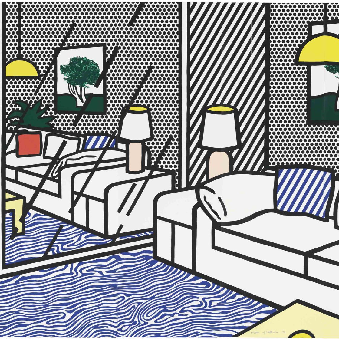 Roy Lichtenstein — Обои с голубым напольным покрытием в интерьере (C. 260)