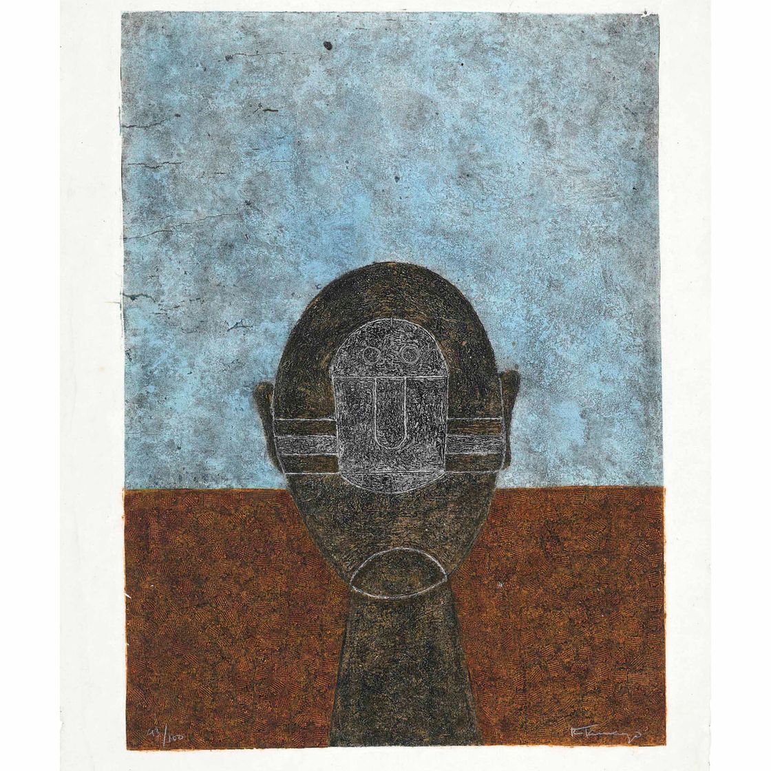 Rufino Tamayo — Кабеза собре фондо азул