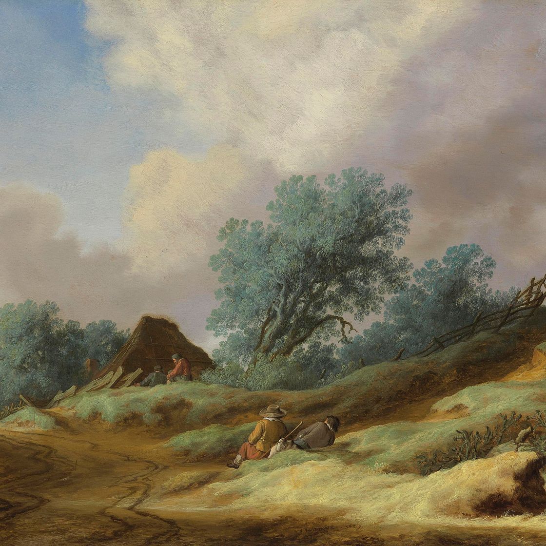 Salomon Van Ruysdael — Пейзаж с крестьянами на дюне
