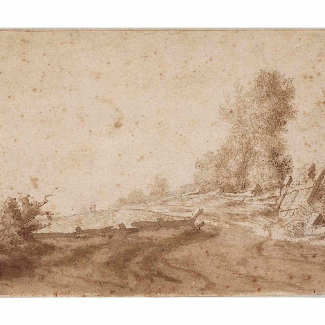 Salomon Van Ruysdael — Пейзаж с забором и группой деревьев