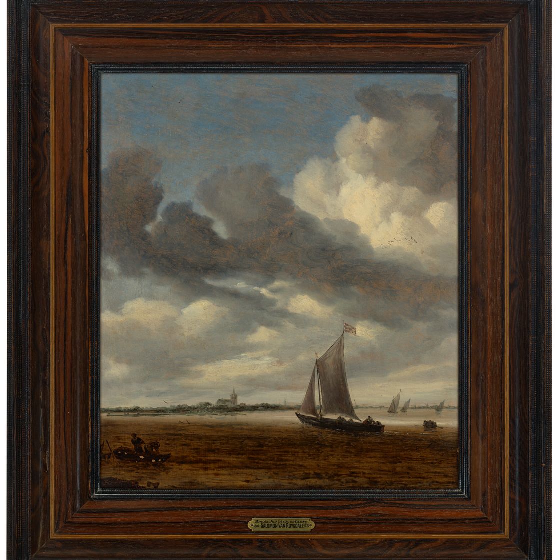 Salomon Van Ruysdael — Небольшой островок в устье реки с двумя рыбаками на переднем плане, изображение 2