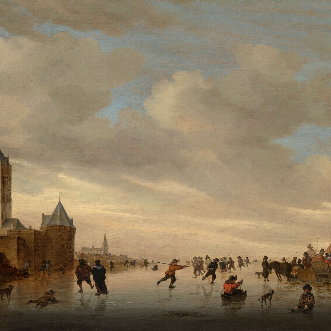 Salomon Van Ruysdael — Фигуристы на канале возле Пломпторена в Утрехте, изображение 1