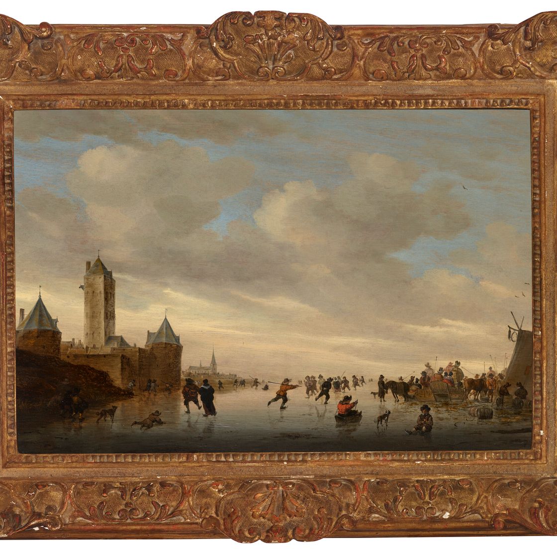 Salomon Van Ruysdael — Фигуристы на канале возле Пломпторена в Утрехте, изображение 2
